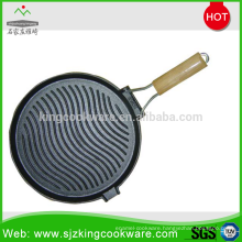 Vegetable oil flat cast Iron griddle pan with removable knobs